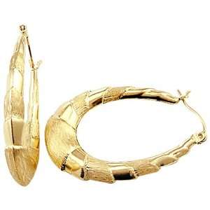    14k Yellow Gold Puffed Oval Hoop Huggie Earrings 1 Jewelry