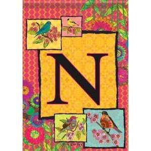  Colorful Monogram N Bird Floral Double Sided Garden Flag 