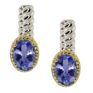   Oval Blue Tanzanite Sterling Silver 10k Yellow Gold Earrings Jewelry