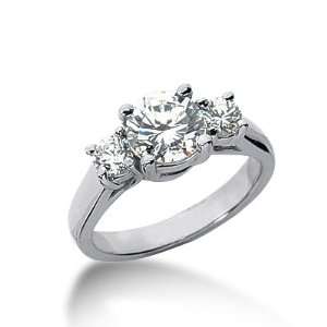  1.65 Ct Diamond Engagement Ring Round Prong Three Stone 