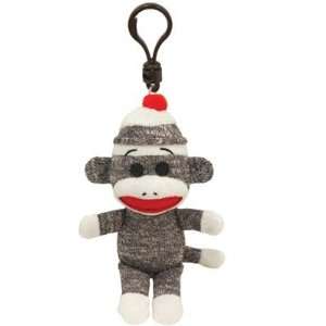 Ty Beanie Baby   Sock Monkey Gray Clip Toys & Games