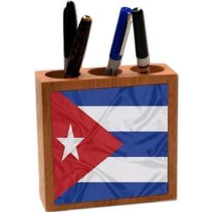  Rikki KnightTM Cuba Flag 5 Inch Tile Maple Finished Wooden Tile 