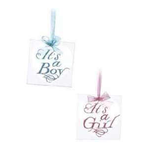    Junction 18 Its a Boy/Girl Glass Tile with Ribbon (Girl) Baby
