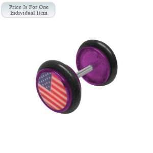    Purple Acrylic 16 Gauge US Flag Logo Ear Plug   31385 4 PU Jewelry