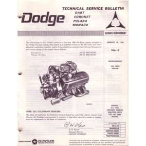 1966 DODGE HEMI Engine Shop Service Repair Bulletins Manual