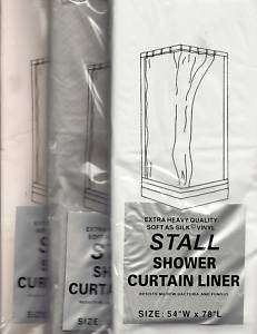 STALL 54X78 VINYL SHOWER CURTAIN LINER WHITE CLEAR IVORY  