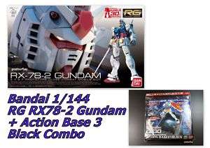   144 Scale RG Real Grade RX78 2 Gundam Model Kit with Action Base 3 Set