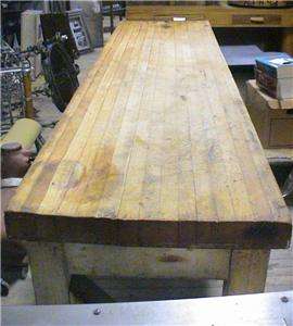   Antique Primitive Shabby Butcher Block ~8 Foot Dining Table 1 of Kind