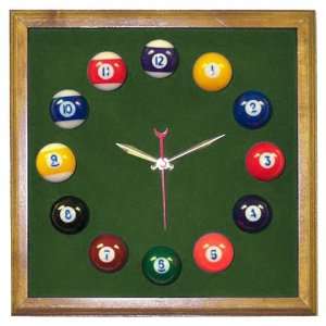   Billiard Clock With Standard Green Mali Felt   Billiards Accessories