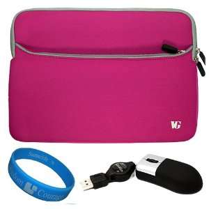  Sleeve with Exterior Accessory Pocket, (Magenta) for Acer AS5253 