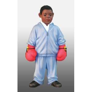  African American Kids Figurines Dress Up Boxer