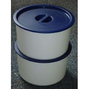  Tupperware Coffee House Canister Pair with Dark Blue Seal 