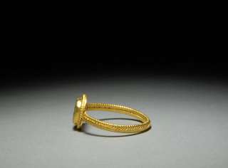 Ancient Roman Gold & Glass Finger Ring Glass  