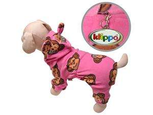   Adorable Silly Monkey Fleece Dog Pajamas/Bodysuit with Hood   Pink   M