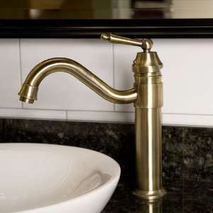   Filler Lavatory Faucet & Pop Up Drain   Overflow Holes   Antique Brass
