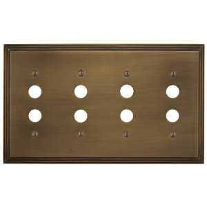   Design Quadruple Push Button Plate   Antique Brass