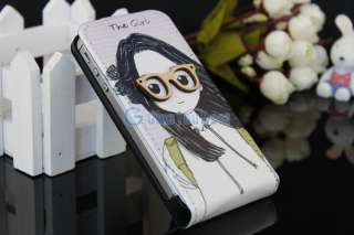 Cute Lovely Girl Leather Pouch Flip Case Cover Skin For Apple iPhone 4 