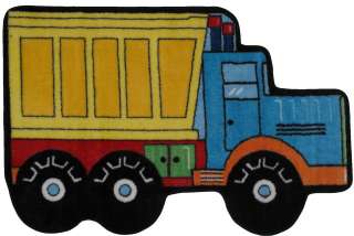 31x47 Colorful Dump Truck Fun Plush Nylon Area Rug  