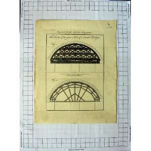  C1790 C1900 Arch London Bridge Diagrams Engraving