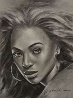 Beyonce charcoal portrait drawing by KYEGOMBE  