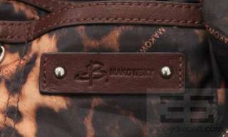 Makowsky Brown Leather Silver Buckle Trim Handbag  