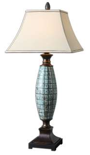 Crackle Blue Tile Table Lamp   Maricopa 792977268193  