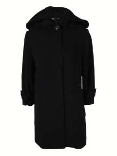 Bill Blass Blassport 8 Black Lambswool Cashmere Hooded Coat Ladies 