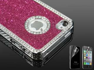 Pink Glitter Sparkle Diamond Bling PU Case Cover For iPhone 4 4G 4S 