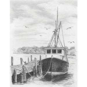 SKETCHING Made Easy Kit   8 x 11  FISHING BOAT  