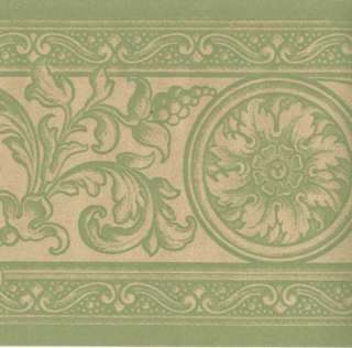   Shiny Gold Scroll Acanthus Leaf Medallion Wall paper Border  