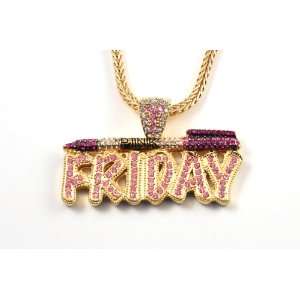 NICKI MINAJs Barbie Pink Friday Charm Pendant w/ Franco Chain SM Gold 
