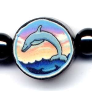  9 Dolphin Fimo Bead Ankle Bracelet Gift Boxed Jewelry 