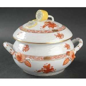  Herend Chinese Bouquet Rust (Aog) Bean Pot and Lid, Fine 