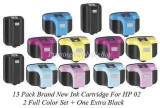   Color High Yield Ink Cart For HP 02 With Chip PhotoSmart C6180  