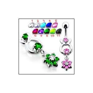  Jeweled Hanging Flower Dangling Belly Ring Body Jewelry Jewelry