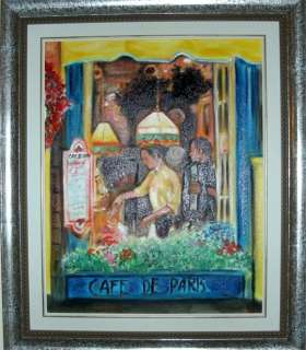 Christine ART Original Oil Painting WINDOW CAFE* Signed  