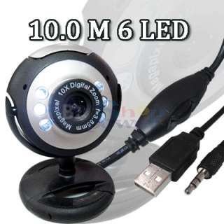 10.0MP 6 LED USB Webcam Web Cam Camera for PC Laptop + Mic Driverness 
