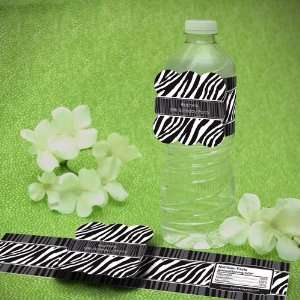  Personalized Zebra Birthday Party Water Bottle Labels 