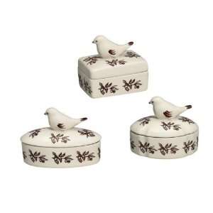  J Willfred Bird Toile Covered Boxes (Set of 3) Patio 