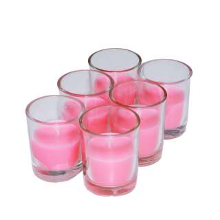 Set of 96 Bulk Hot Pink Round Glass Votive Candles  