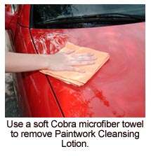   with a soft Cobra Microfiber Towel. Flip the towel often as you buff
