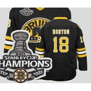  Champions Patch Boston Bruins #18 Nathan Horton 3rd Black 
