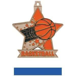 Star Custom Basketball Medal M 715B BRONZE MEDAL/BLUE RIBBON 2.5 STAR 
