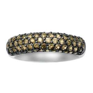   10k White Gold and Black Rhodium Brown Diamond Ring, Size 5 Jewelry