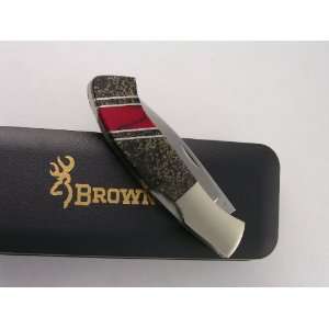 Browning Executive Lockback Folding Knife Custom Apache Gold Handles 