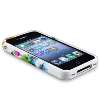 Flower Cover+Chargers+Privacy Guard+Cable For iPhone 4 New  
