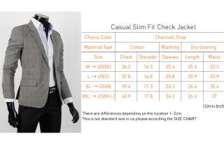 Mens Casual Slim Check Blazer & Sport Coat Jacket M XXL  