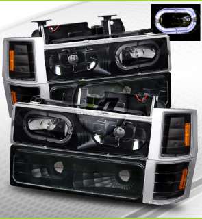 94 98 Chevy C/K C10 Black Halo Headlights Corner Bumper  