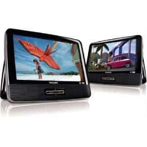   Flat LCD Portable Car Dual 2 Screen 2 DVD CD Player ALL in ONE  