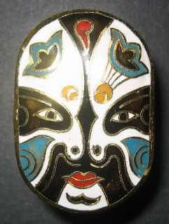 Cloisonne Chinese Opera Mask Box Trinket Jewelry Powder  